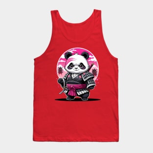 Japanese Samurai Panda Tattoo, Kawaii Ninja Panda Tank Top